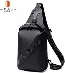 Arctic Hunter XB00121 Waterproof Anti Theft Single Shoulder Sling Crossbody Bag with USB Charging Port - Black