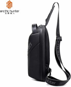 Arctic Hunter XB00121 Waterproof Anti Theft Single Shoulder Sling Crossbody Bag with USB Charging Port - Black - Image 6
