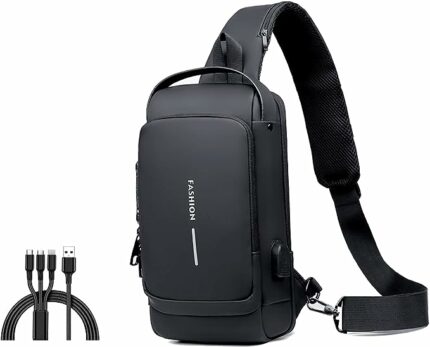 USB Charging Sport Sling Anti-theft Shoulder Bag, Anti Theft Sling Bag for Men and Women